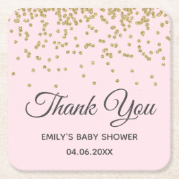 Moeie Roze Gouden Glitter Dank Je Wel Baby Shower Kartonnen Onderzetters