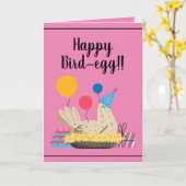 Moeie Roze Grappige Kip Humor Ballonnen Verjaardag Kaart (Gele Bloem)