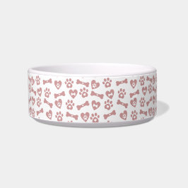 Moeie Roze Hondenbotten Pootjes En Hartjes Patroon Voerbakje
