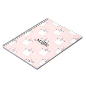 Moeie Roze Kat Aangepaste Naam School Notitieboek (Linkerzijde)