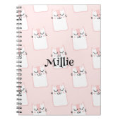 Moeie Roze Kat Aangepaste Naam School Notitieboek (Voorkant)