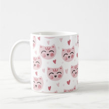 Moeie Roze Kittens en Hartjes Patroon voor Kindere