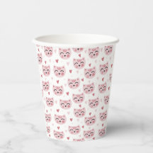Moeie Roze Kittens en Hartjes Patroon voor Kindere