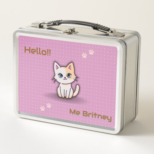 Moeie Roze Kitty Kat Gepersonaliseerde Naam (Voorkant)