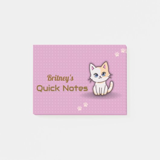Moeie Roze Kitty Kat Persoonlijke Naam Post-it® Notes (Voorkant)