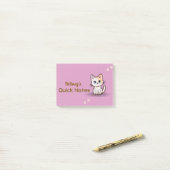 Moeie Roze Kitty Kat Persoonlijke Naam Post-it® Notes (Op bureau)