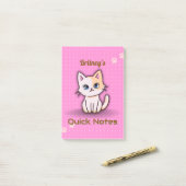 Moeie Roze Kitty Kat Persoonlijke Naam Post-it® Notes (Op bureau)