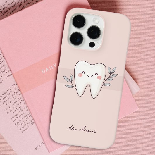 Moeie Roze Tandarts Gepersonaliseerd Case-Mate iPhone Case