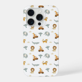 Moeie Safari Dieren Jungle Patroon Hoesje voor Tel iPhone 15 Pro Case