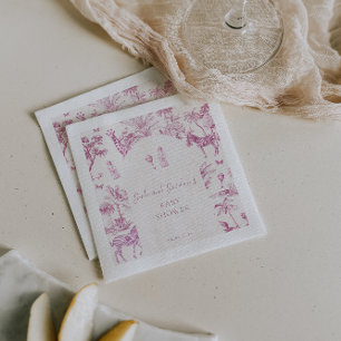Moeie Safari Toile de Jouy   Roze Baby Shower Servet