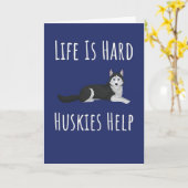 Moeie Siberische Husky Kaarten Sneeuw Blauwe Ogen  (Gele Bloem)