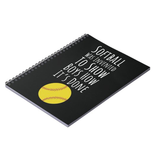 Moeie Softbal Kerst Ornamente Speler Team Pret Notitieboek (Linkerzijde)