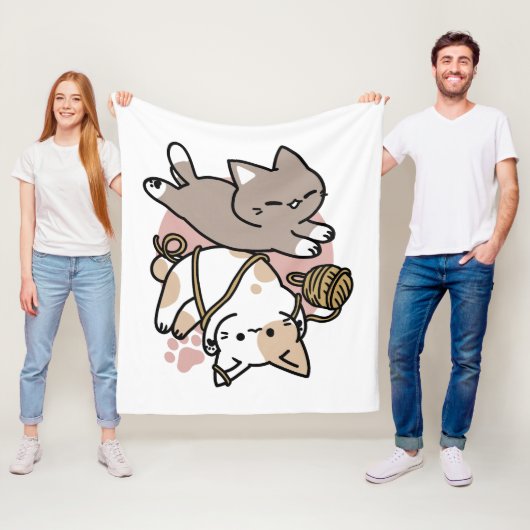 Moeie speelse katten ontwerp – Leuke poten en spee Fleece Deken (In situ)