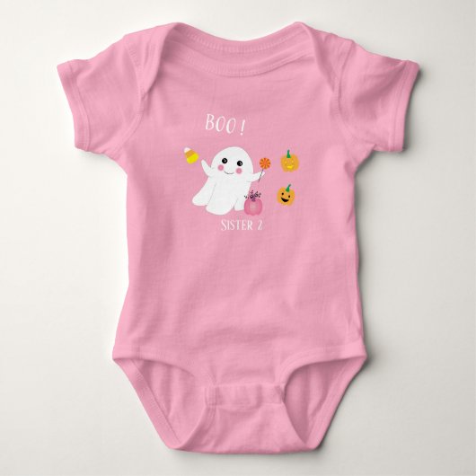Moeie spookzus 2 roze baby body romper (Voorkant)