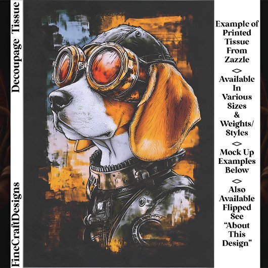 Moeie Steampunk Beagle Hond Aviator EZ1L Découpage Tissuepapier