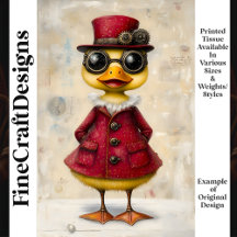 Moeie Steampunk Eend in Jas & Hoed K7 Decoupage
