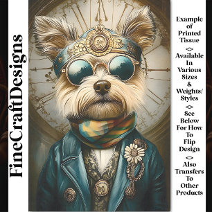 Moeie Steampunk Hond Met Bril, Sjaal BH6 Decoupage Tissuepapier