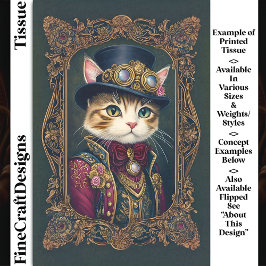 Moeie Steampunk Kat, Hoge Hoed, Lijst DG4R Decoupa Tissuepapier