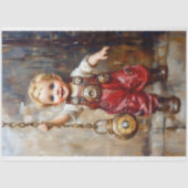 Moeie Steampunk Kind Rode Overall X9 Decoupage Tissuepapier (Voorkant)