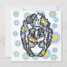 Moeie stinkdier met blauwe bloemen vierkante uitno