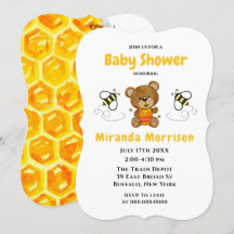 Moeie Teddibeer Hommeltje Baby Shower Uitnodiginge