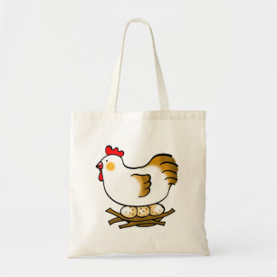 Moeie Tekenfilm Kip op Nest met Boerderij Eieren Tote Bag