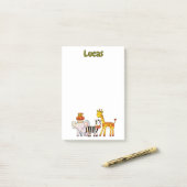Moeie Tekenfilm Safari Dieren aangepaste naam Post-it® Notes (Op bureau)