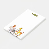 Moeie Tekenfilm Safari Dieren aangepaste naam Post-it® Notes (Schuin)