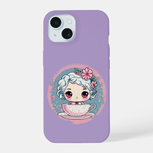 Moeie theekop pop iPhone / iPad hoesje 15 Case (Achterkant)