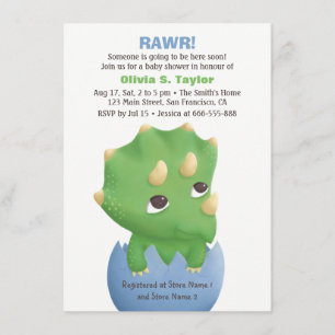 Moeie Triceratops Dinosaur Baby Shower Uitnodiging