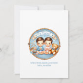 Moeie Tweeling Jongens Baby Shower Waterverf Teddy Kaart (Achterkant)
