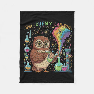 Moeie Uil-chemie Lab Pret Nerdy Wetenschapper Sc Fleece Deken