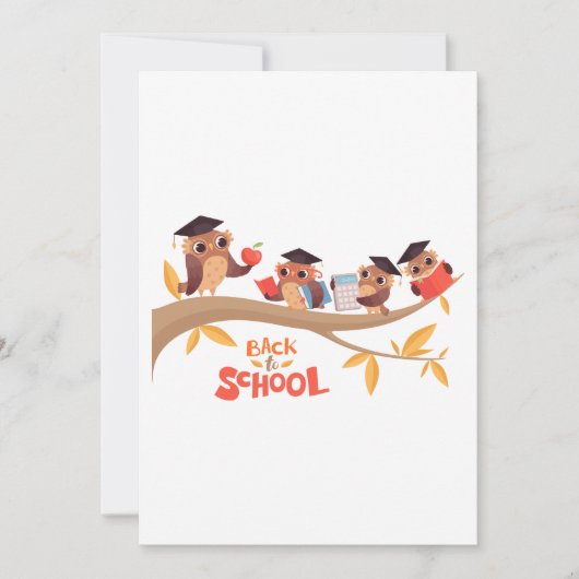 Moeie Uilen Afstuderen Terug naar School Kaart (Voorkant)