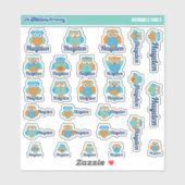 Moeie Uilen Op Maat Gemaakte Naamlabels | School Sticker (Vel)