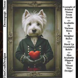 Moeie Victoriaanse Westie-hond, Rode Hart ES9 deco Tissuepapier