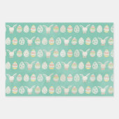 Moeie Vintage Eieren Kuikens Bloem Gelukkig Pasen Inpakpapier Vel (Voorkant 3)