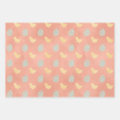 Moeie Vintage Eieren Kuikens Bloem Gelukkig Pasen Inpakpapier Vel (Voorkant 2)