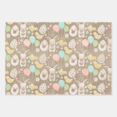 Moeie Vintage Eieren Kuikens Bloem Gelukkig Pasen Inpakpapier Vel (Voorkant)