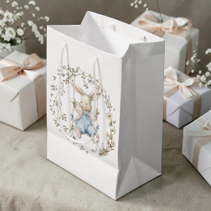 Moeie Vintage Konijn in Schommel Baby Shower Medium Cadeauzakje