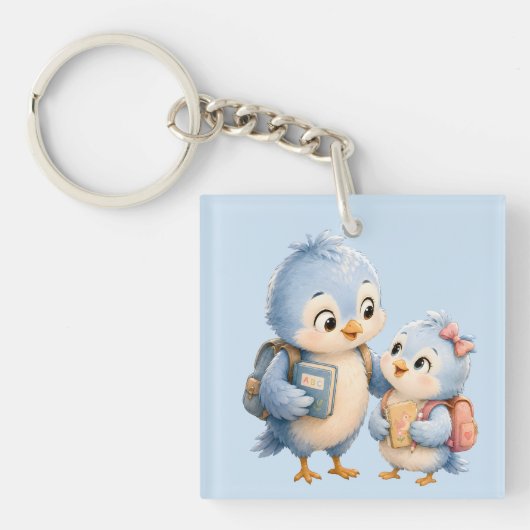Moeie Vogelsiblings Acryl Sleutelhanger (voorkant)