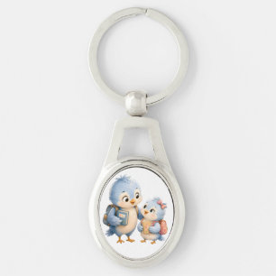 Moeie Vogelsiblings Metalen Sleutelhanger