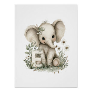 Moeie Watercolor Babydieren met Alfabet Letters Perfect Poster