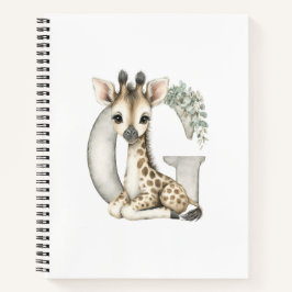 Moeie waterkleur baby dier alfabet Giraffe Notitieboek