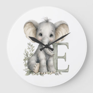 Moeie waterkleur baby dier alfabet Olifant Grote Klok