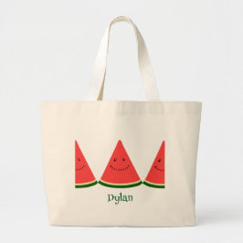 Moeie watermeloen zomer gepersonaliseerde boodscha grote tote bag