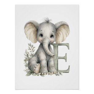 Moeie Waterverf Baby Dieren met Alfabet Letters Perfect Poster