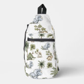 Moeie Waterverf Baby Dinosauriërs Sling Bag (Voorkant)