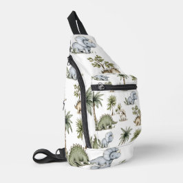 Moeie Waterverf Baby Dinosauriërs Sling Bag
