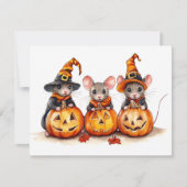 Moeie waterverf muizen Halloween pompoenen Feestdagenkaart (Voorkant)
