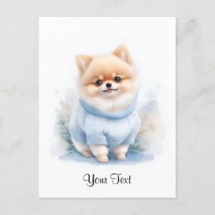 Moeie Waterverf Pommer Pomeranian Puppy Honden Per Briefkaart